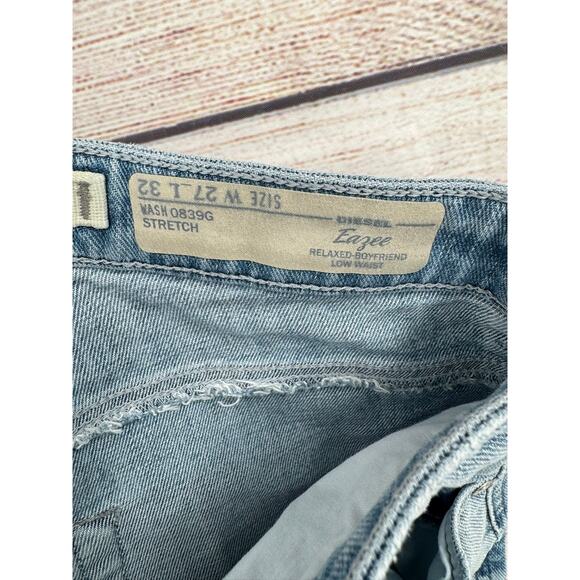 Diesel Eazee Relaxed Boyfriend Low Waist Jeans Womens 27x32 Blue Light Wash - Picture 8 of 12